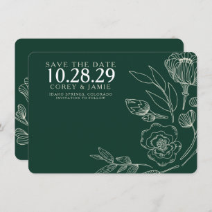 Green Elegant Floral Wedding Save The Date
