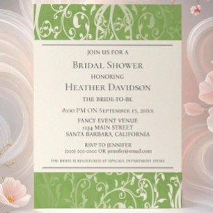 Green Elegant Flourish Bridal Shower Invite