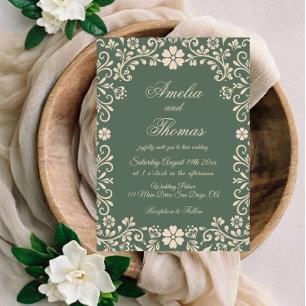 Green Elegant Garden Wedding Invitation