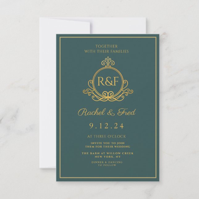 Green Elegant Golden Calligraphy Wedding  (Front)
