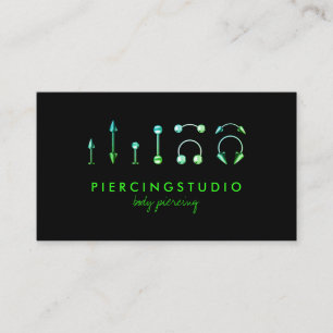 Green Elegant Jewellery Body Piercing Business Card