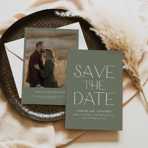 Green Elegant Minimal Photo Save the Date
