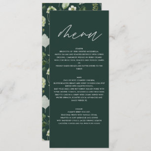 Green elegant modern botanical script wedding menu