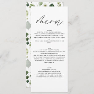 Green elegant modern botanical script wedding menu