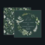 Green elegant modern botanical script wedding save the date<br><div class="desc">Emerald green bohemian botanical modern elegant foliage stylish wedding save the date invitation card. Beautiful handprinted dried botanical floral watercolors and script text. Modern on trend Navy blue and green design.</div>