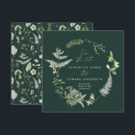 Green elegant modern botanical script wedding save the date<br><div class="desc">Emerald green bohemian botanical modern elegant foliage stylish wedding save the date invitation card. Beautiful handprinted dried botanical floral watercolors and script text. Modern on trend Navy blue and green design.</div>