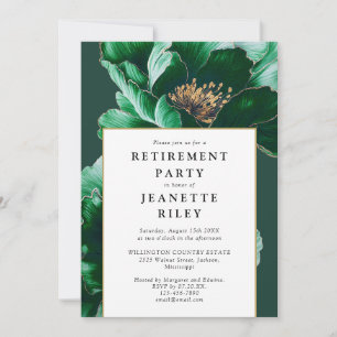 Green Elegant Modern Floral Retirement Party Invitation