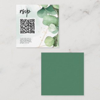 Green Elegant Modern Simple QR Code Wedding RSVP Enclosure Card