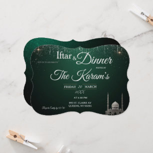 Green Elegant Mosque Ramadan Iftar Party  Invitation