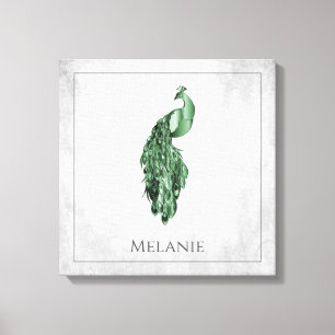 Green Elegant Peacock Canvas Print