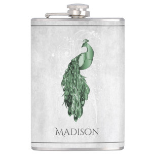 Green Elegant Peacock Flask