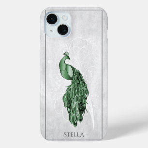 Green Elegant Peacock Personalised iPhone 15 Mini Case