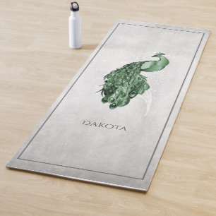 Green Elegant Peacock Yoga Mat
