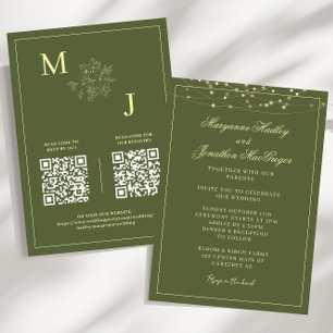 Green Elegant QR Code Wedding Invitation