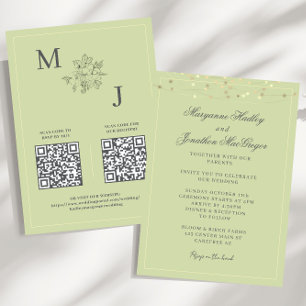 Green Elegant QR Code Wedding Invitation