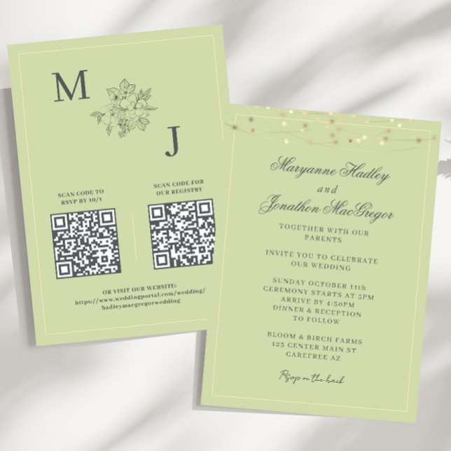 Green Elegant QR Code Wedding Invitation (Creator Uploaded)