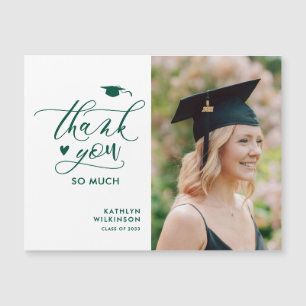 Green Elegant Script Simple Graduation Thank You