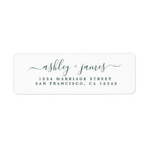 Green Elegant Script Wedding Return Address