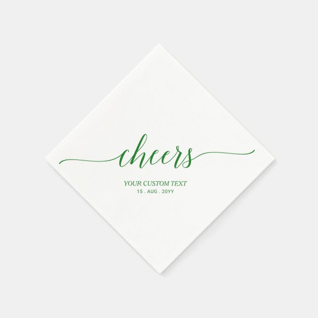 Green | Elegant Stylish Lettering Cheers Party Napkin (Corner)