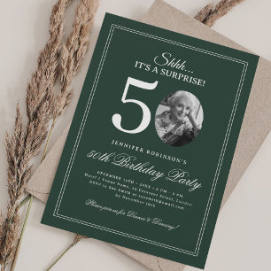 Green Elegant Surprise 50th Birthday Party Invitation