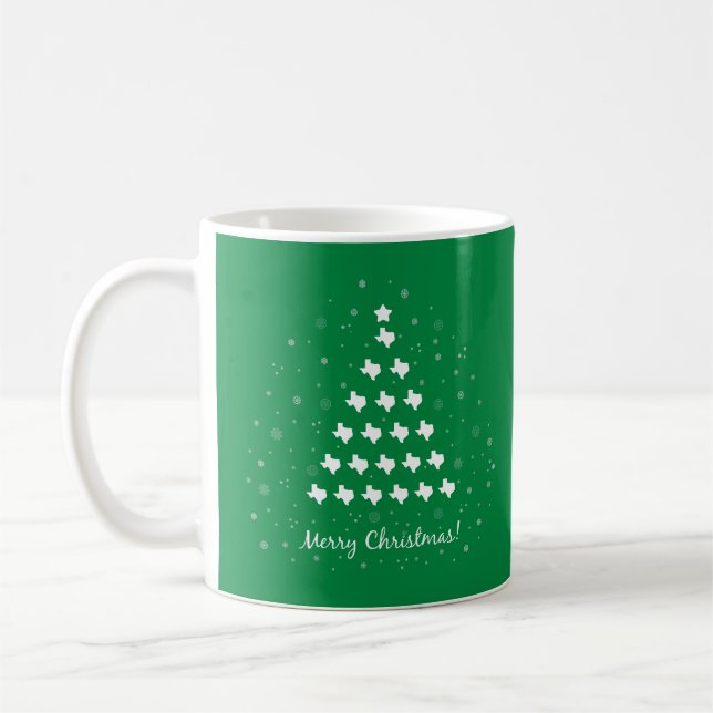 Green Elegant Texas Christmas Tree Coffee Mug (Left)