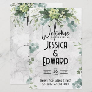 Green Elegant Wedding Watercolor Floral Minimal