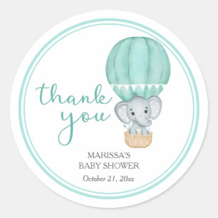 Green Elephant Baby Shower Classic Round Sticker