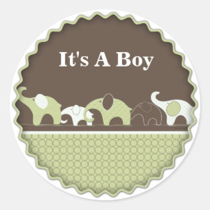 Green Elephant Baby Stickers