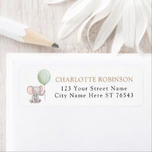 Green Elephant Balloon Baby Shower Return Address