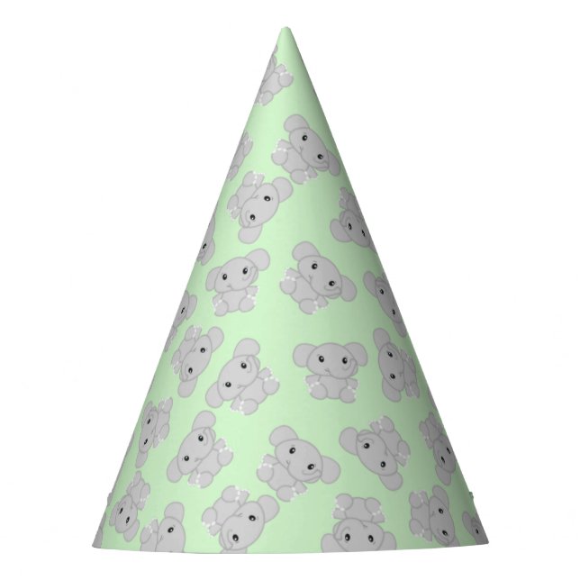 Green Elephant Birthday Party Hat (Front)