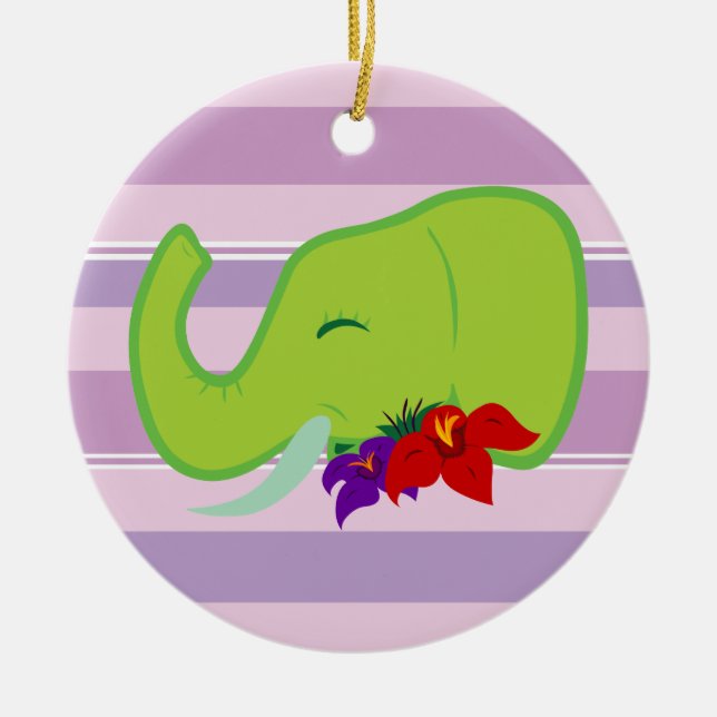 Green Elephant Ceramic Tree Decoration (Front)