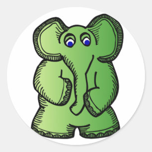 Green Elephant Classic Round Sticker