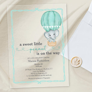 Green Elephant Gender Neutral Baby Shower Acrylic Invitations