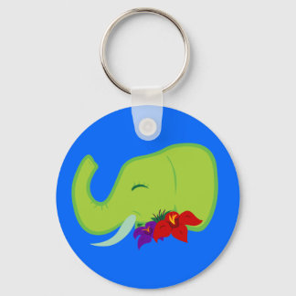 Green Elephant Key Ring