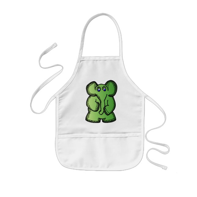 Green Elephant Kids Apron (Front)
