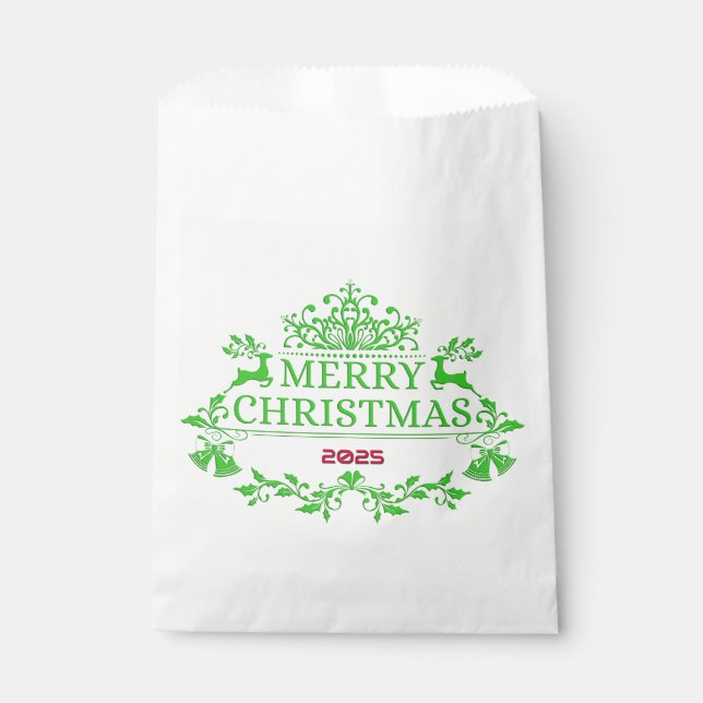 Green Emblem Christmas Favour Bag (Front)
