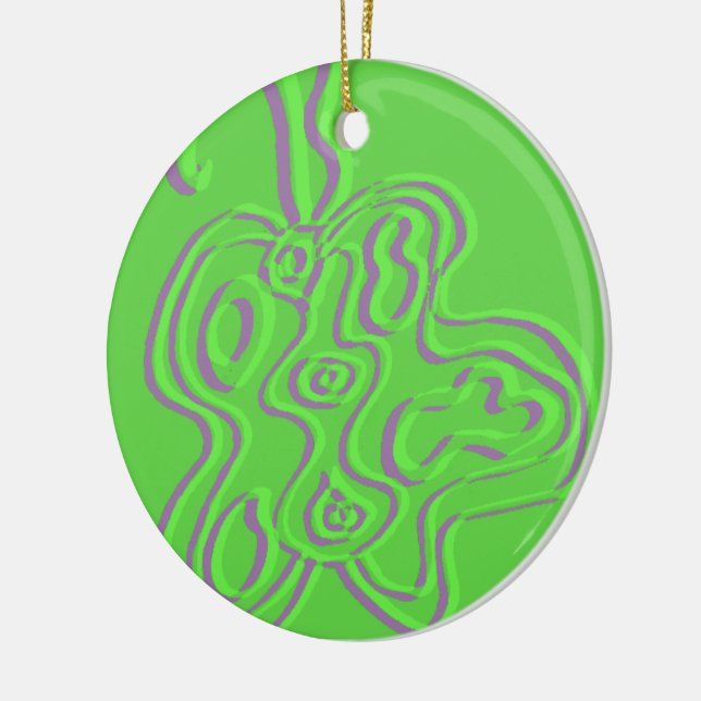 Green Embossed "Red"  Flutterfly Ceramic Tree Decoration (Left)