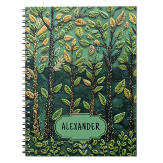Green Embroidered Nature Forest Trees Outdoors  Notebook