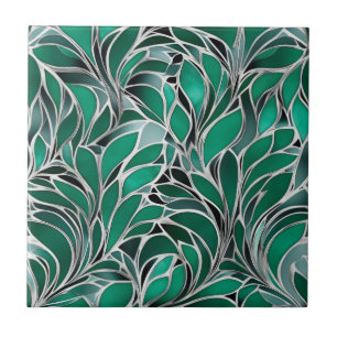 Green Emeral Silver Pattern Tile
