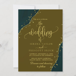Green Emerald All in One Wedding  Invitation