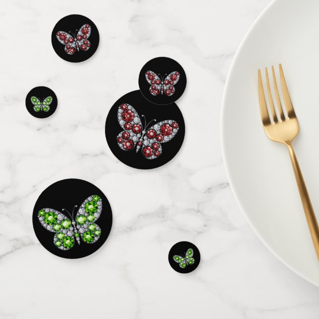 Green Emerald and Ruby Diamond Rhinestones Confetti (Group)