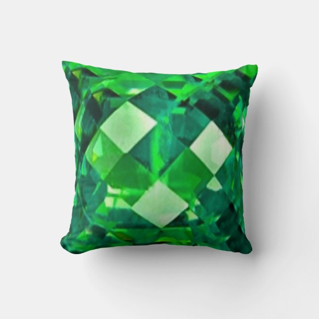 Green Emerald Birthstone Gem Cushion (Front)