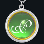 Green Emerald Gem  Monogram Silver Plated Necklace<br><div class="desc">Elegant and unique design  with gemstone. Very accurated nurbs modelling and rendering in 3D Studio Max by Bulgan Lumini .Part from series Hyper Talismans.</div>