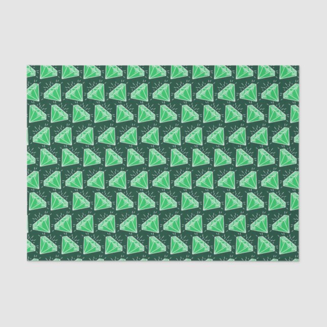 Green emerald gemstone graphic art tissue paper (Front)