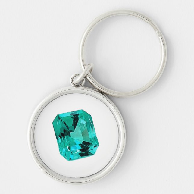 Green Emerald Gemstone Key Ring (Front)