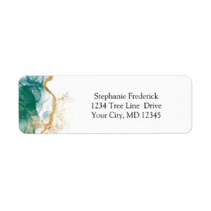 Green Emerald Gold Border Modern Trendy Watercolor
