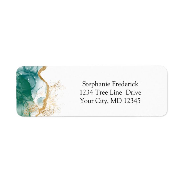 Green Emerald Gold Border Modern Trendy Watercolor (Front)