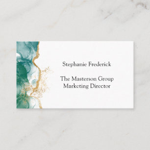 Green Emerald Gold Border Professional Feminine Business Card