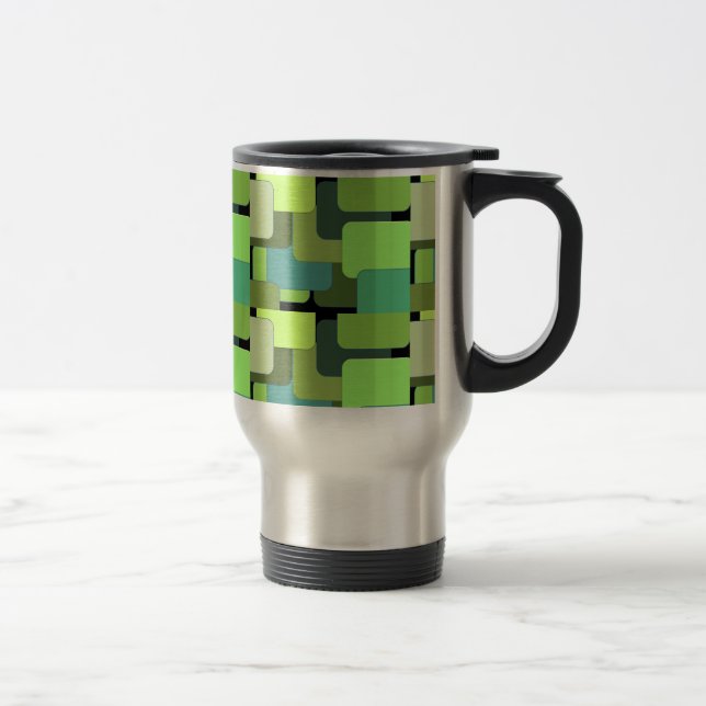 Green Emerald Lime Jade Modern Abstract Travel Mug (Right)