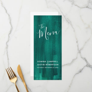 Green emerald modern abstract art wedding menu